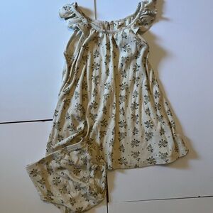 Quincy Mae Cream and Gray Floral Kids Dress